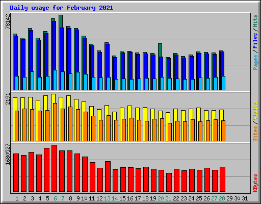Daily usage for February 2021