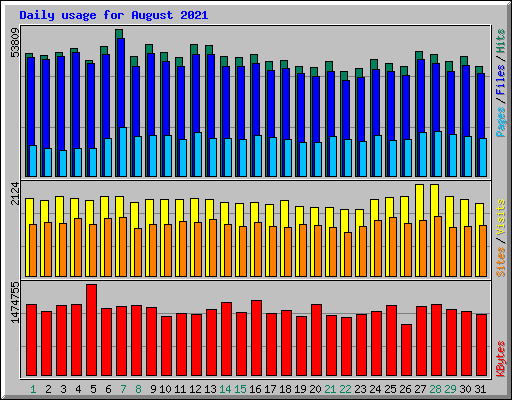 Daily usage for August 2021